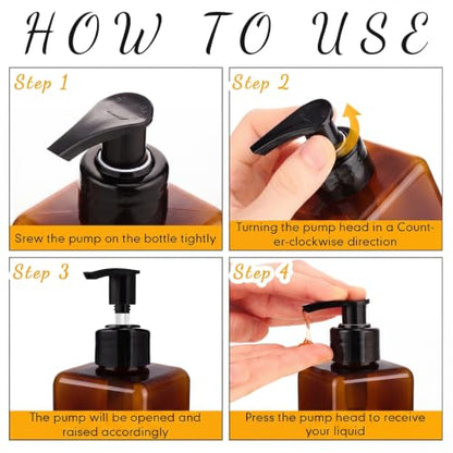 Zubebe 32 Pcs 16 oz Empty Plastic Pump Bottles Lotion Bottles with Pumps Clear Square Lotion Dispenser Refillable Shampoo Container for Massage Oil Liquid Soap Face Cream Moisturizer (Brown) - color: Brown