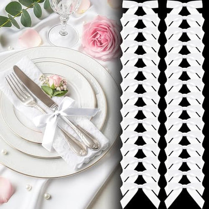 2.5" White Satin Ribbon Bows (50 Packs) - color: White, size: 2.5 Inch - 50pcs