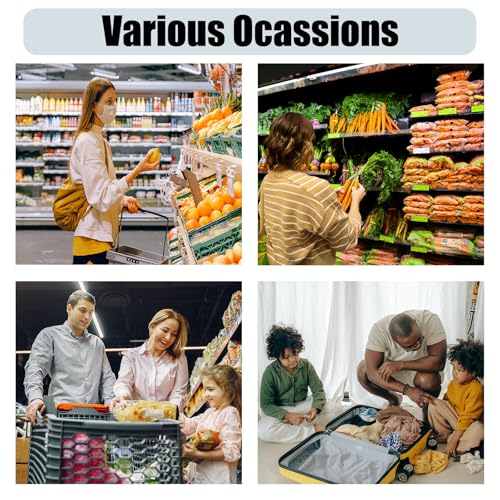 4 PC Foldable Reusable Shopping Bag 210D Nylon Waterproof Travel Grocery Tote with Drawstring Mouth & Reinforced Handle - color: Group 2
