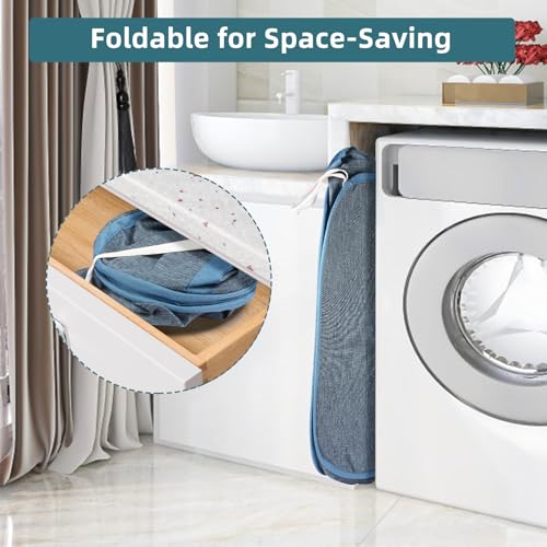 Collapsible Laundry Baskets, Tear Proof Pop Up Laundry Hamper with Dual Handles, Durable Foldable Laundry Basket, Easy to Carry Laundry Hamper for Home, Laundry Room, Bedroom, Dorm, Travel Blue - color: 82L-1x-Blue