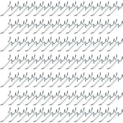Funrous 100 Pack 2 Inch Stainless Steel Hooks for Pegboard, Silver - size: 2 Inch
