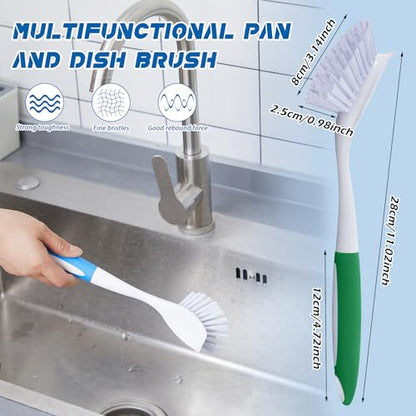 Hsei 6 Pcs Kitchen Scrub Dish Brush Bulk, Blue, Green - color: Blue and Green