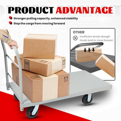 ECOTRIC Heavy-Duty Platform Truck Cart 2500 LBS Capacity Steel Flatbed
