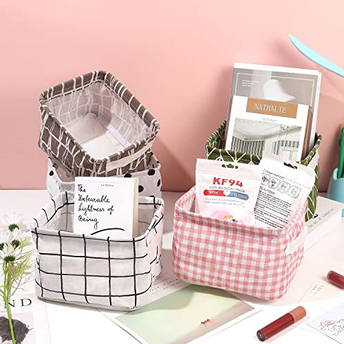 6-Pack Foldable Canvas Storage Baskets with Handle - color: Style C