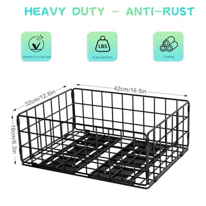 Bike Basket Rear, 16.5 x 12.5 x 6 Inches, Large Capacity Heavy Duty Bicycle Baskets w Liner, Cargo Net, Waterproof Cover, Ebike Accessories for Adult Bikes, Electric Bike