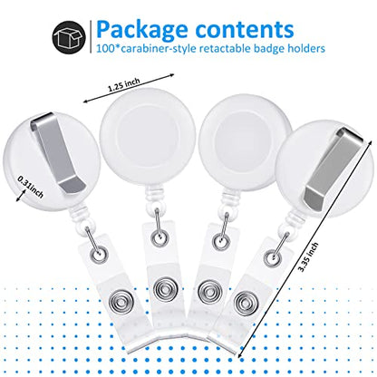 Zonon 100 Pcs Retractable Badge Reel ID Holder with Clip,White - color: White