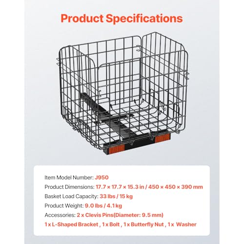 Happybuy Scooter Rear Basket, Folding Heavy - Duty Metal Wire Cargo Basket, Fits 1 - inch Receiver, Compatible with Most Golden, Drive & Pride Mobility Scooters