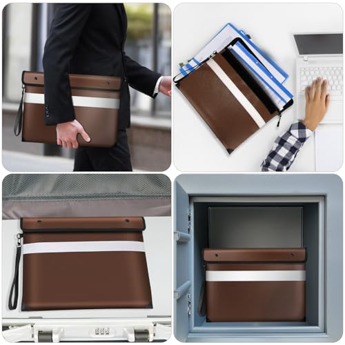 Vailoin 6200°F Fireproof Document Bag, 8 Layers of Heat Insulated Materials - color: Brown, size: 13.9"x10.6"