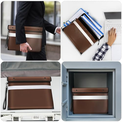 Vailoin 6200°F Fireproof Document Bag, 8 Layers of Heat Insulated Materials - color: Brown, size: 13.9"x10.6"