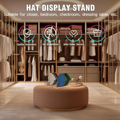 UdoUto Hat Organizer for Baseball Caps, 2 Pack Wood & Metal Hat Rack - color: Natural wood