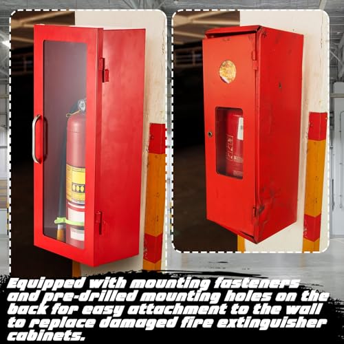 Zonon 1 Pcs 10lb Fire Extinguisher Cabinet Wall & Surface Mount, Red - color: Red