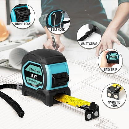 DURATECH 16FT Magnetic Double-Sided Tape Measure, Easy Read Measuring Tape - size: 16 FT, style: 1 Pack