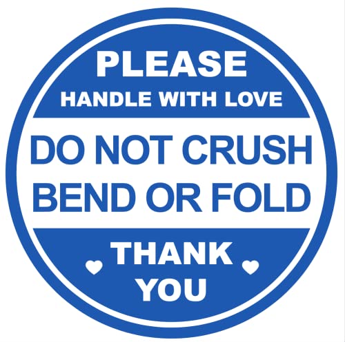 2" 300 PCS Blue Do Not Crush Bend or Fold Handle with Love Stickers