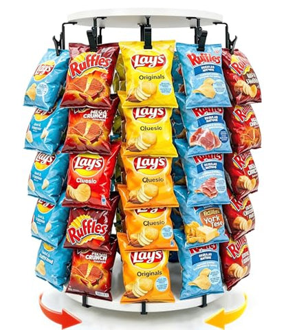 Chip Rack Display Stand, 40 Clip Rotating Chip Holder Display,White - color: Beige - 2026 New