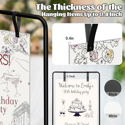 Adjustable Wedding Welcome Sign Stand, Welcome to Our Wedding Sign Holder Stand with 2 Pair Hanging Strap, Heavy Duty Metal Easel Stand for Sign Poster, Floor Standing Black Easels for Display - color: Black