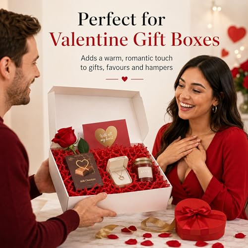 STRBOXONG Red Crinkle Paper Filler 1 LB, Recyclable Crinkle Cut Paper Shred for Gift Baskets, Gift Boxes, Gift Bags, Valentine Gifts, Christmas Party Favors, Birthday and Holiday Packaging - color: Red
