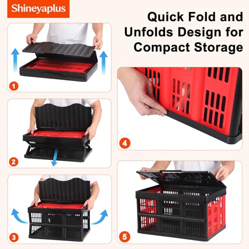 45L Collapsible Storage Bins with Lids, - color: 45L 3 PK (Black & Red)