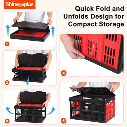 45L Collapsible Storage Bins with Lids, - color: 45L 3 PK (Black & Red)