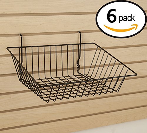 Econoco Multi-Fit Sloping Wire Baskets, Set of 6, Black - color: Black Finish