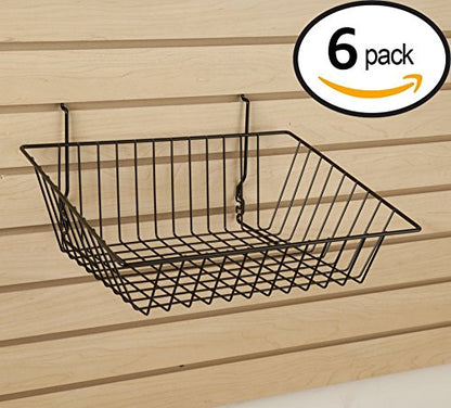 Econoco Multi-Fit Sloping Wire Baskets, Set of 6, Black - color: Black Finish