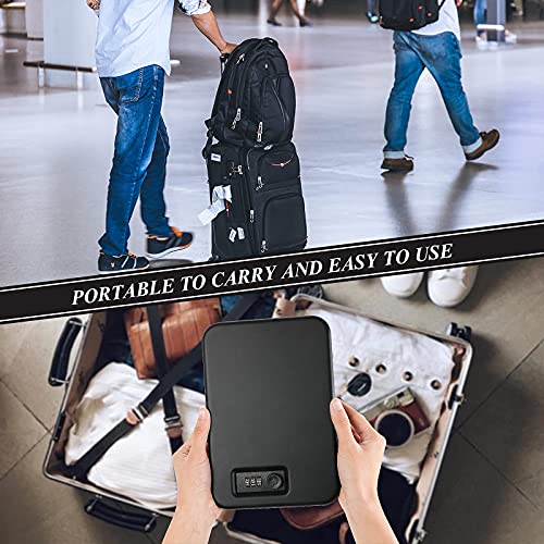 Dalmbox Compact Portable Handgun Pistol Gun Safe Lock Box for Car & Travel - size: 9.4" x 6.4" x 1.8"