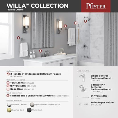 Pfister Willa Toilet Paper Holder, Bathroom Tissue Roll Holder, Wall-Mounted, Screw-In, Polished Chrome Finish, BPHWLL0C - color: Polished Chrome, size: 1 Pack