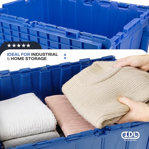 IDL Packaging 10-Gallon Industrial Plastic Tote with Hinged Lids, Pack of 1 - size: Tote 10 Gal 22x15x9"