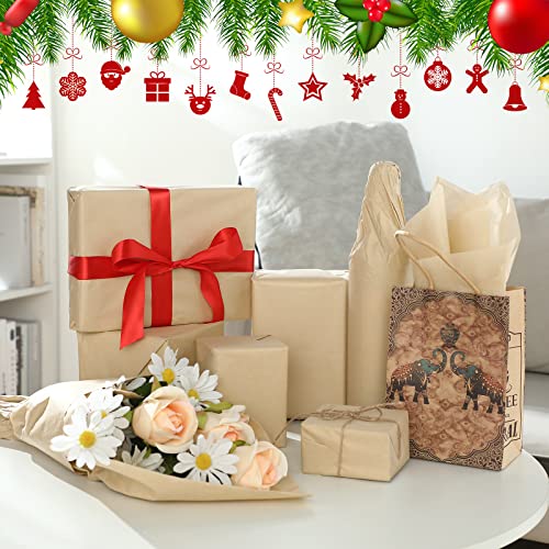 Fuutreo 300 Sheet Kraft Tissue Paper Bulk 14x20'' Wrapping, Brown - color: Brown