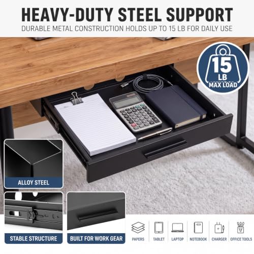 Menkxi 16 x 12 in Under Desk Drawer,Slide out Storage Organizer Heavy Duty - size: 16 x 12 in