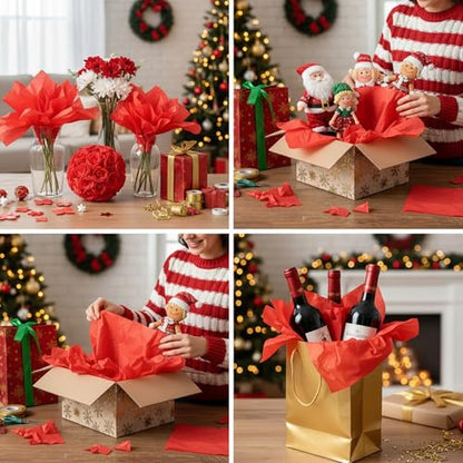 500 Sheets Red Tissue Paper Bulk 20 x 30 Inch for Christmas Gift Bags - color: Red, size: 20 x 30 Inch