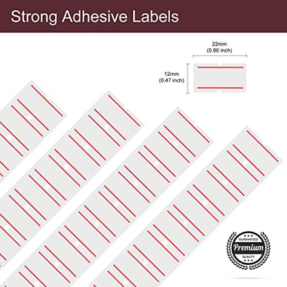 Motex Double Red Line Labels - 10,000 White Blank Price and Date Gun Labels, Fits MX-5500 and Perco Guns - color: Double Red Lines, size: 10 Rolls