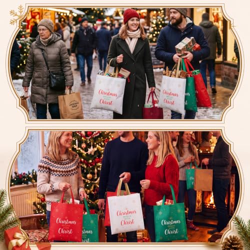 Hosuly 15 Pcs Large Christmas Tote Bags Gift 15 x 17 Inch - style: Christmas