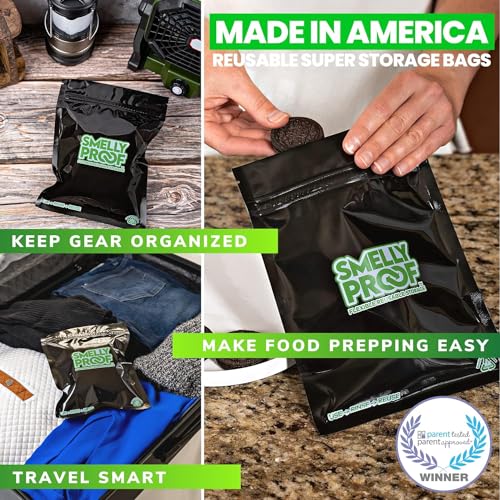 Smelly Proof Reusable Food Storage Bags, Black 4-Mil Thick, Heavy Duty Reusable Snack Bags, Reusable Freezer Bags, BPA-Free, No PEVA, Non-Silicone, 6.5” x 7.5”, 50-Pack - size: 50 x Reusable Bags