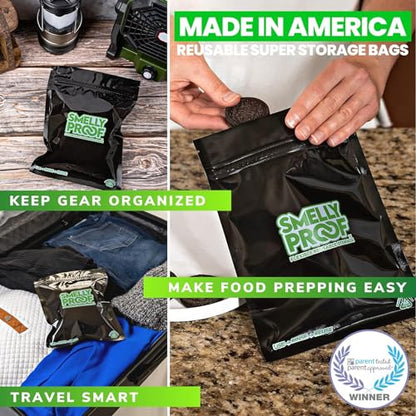 Smelly Proof Reusable Food Storage Bags, Black 4-Mil Thick, Heavy Duty Reusable Snack Bags, Reusable Freezer Bags, BPA-Free, No PEVA, Non-Silicone, 6.5” x 7.5”, 50-Pack - size: 50 x Reusable Bags