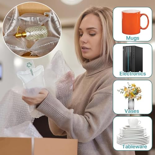 Miupoo Packaging Air Bags,Clear Plastic Inflatable Air Packaging Protector Bag with Free Pump Cushion,Air Cushion Blocking Packaging Bag,12x12Inchesx50Pieces - size: 12x12Inchesx50P