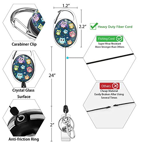 Giancomics Owl Lanyards for ID Badges, Badge Holder Retractable Reel Card - color: Owl