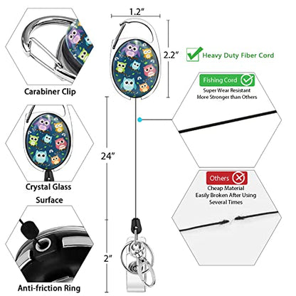 Giancomics Owl Lanyards for ID Badges, Badge Holder Retractable Reel Card - color: Owl