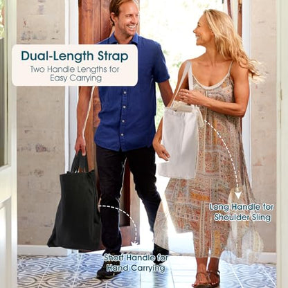 musbus 3-Pack Large Canvas Tote Bag, Reusable Grocery Bags, Heavy Duty - color: Beige