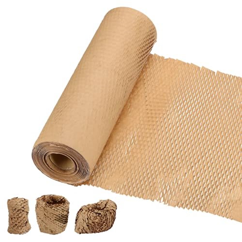 PATIKIL Honeycombs Packing Paper, 12" x 164' Honeycombs Cushioning Wrap Roll Kraft Wrapping Paper for Shipping Moving Wrapping Gifts, Wood Color - color: Wood, size: 12" x 164'