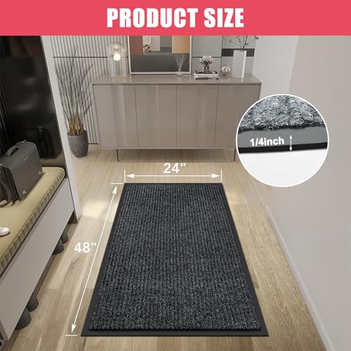 Kuyal Front Door Mat, 2'x4' Indoor Outdoor Entrance Mat - size: 24" x 48"