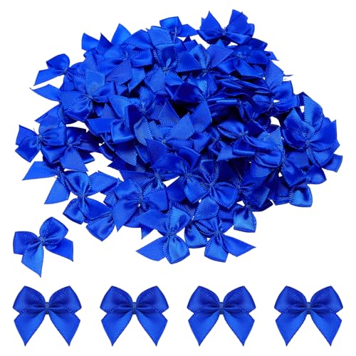 MECCANIXITY Mini Ribbon Bow 1" Mini Fabric Flower Bows Dark Blue 150Pcs - color: Dark Blue