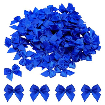 MECCANIXITY Mini Ribbon Bow 1" Mini Fabric Flower Bows Dark Blue 150Pcs - color: Dark Blue