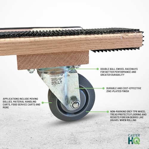 CasterHQ Solid Oak Furniture Dolly 2 Pack, 18" x 30" H-Frame, 1,000 lb Capacity Each, 3.5" Non-Marking Wheels, Non-Slip Rubber Deck, Made in USA, Commercial Moving and Warehouse Dolly Set - size: 18"x30" Dolly 2-Pack