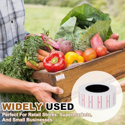 PATIKIL Pricing Labels Price Gun Labels Self-Adhesive 10 Rolls 5000pcs - color: White-red