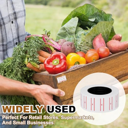 PATIKIL Pricing Labels Price Gun Labels Self-Adhesive 10 Rolls 5000pcs - color: White-red