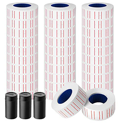 30 Rolls 15000pcs White Price Gun Labels for Mx-5500 Labeller White Pricemarker Stickers Plus 3 Piece Refill Ink Rolls - color: Red