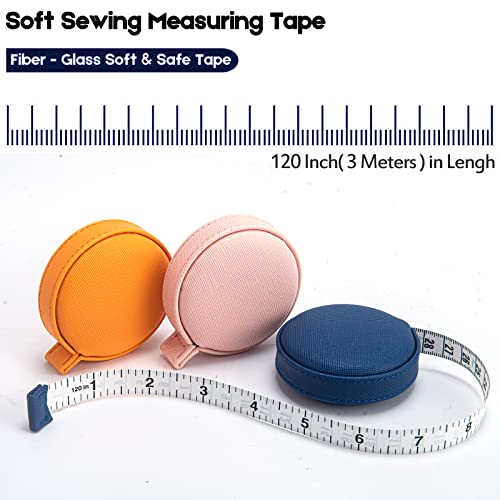 3 Pack Tape Measure 3m/120 Body Measuring Tape for Body Cloth Tape Measure Fabric Tailors Sewing Medical Measurements Tape Retractable Dual Sided Ruler - color: Orange Blue Pink