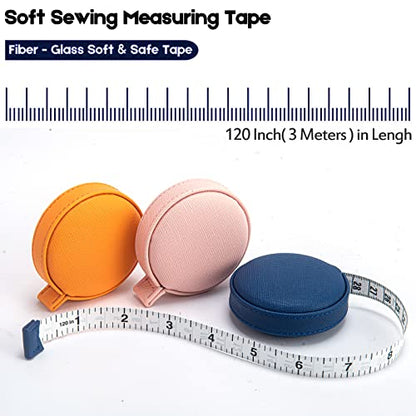 3 Pack Tape Measure 3m/120 Body Measuring Tape for Body Cloth Tape Measure Fabric Tailors Sewing Medical Measurements Tape Retractable Dual Sided Ruler - color: Orange Blue Pink