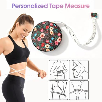 Body Measuring Tape for Body Cloth Tape Measure Fabric Tailors Sewing Medical Measurements TapeLeather Tape Measure Retractable Dual Sided Ruler (Black Flower) - color: Black Flower