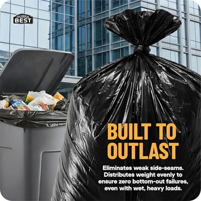 95-96 Gallon Heavy Duty Trash Bags – 1.4 Mil Extra Large 61" x 68" Garbage Bags for Rollaway Cans & Large Outdoor Trash Bins – Tear & Leak Resistant Commercial Liners – 40 Count Black, Made in USA